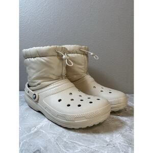 Crocs Classic Lined Neo‎ Puff Slip On Boot Mens 10 Womens 12 Funnel Neck Bone